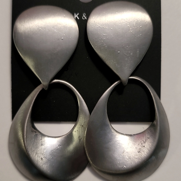 Silvertone Tear Drop Earrings - Picture 2 of 2